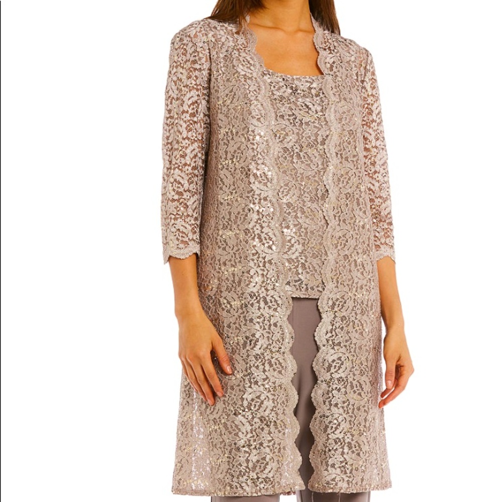 SOLD_ R & M Richards_ Metallic Lace /Sheer Lace Jacket - Sz 10